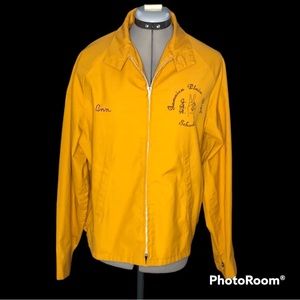 Vintage golden lightweight high school jacket. Peace sign